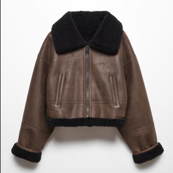 Mango Brown and Black Shearling Jacket - Picture 5 of 9